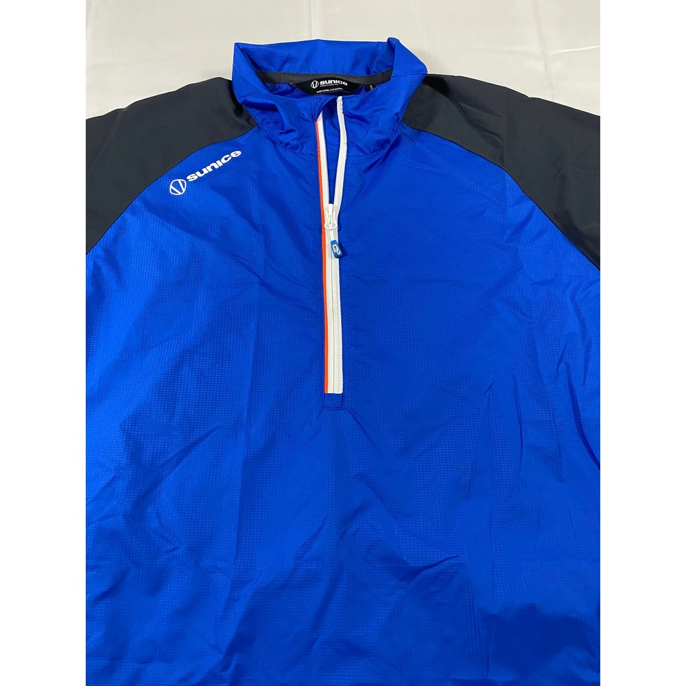 Sunice Mens Blue Black Short Sleeve 1/4 Zip Ripstop Windbreaker Jacket Large